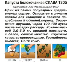 Капуста белокочанная Слава 1305 цв.п 0,5гр Аэлита
