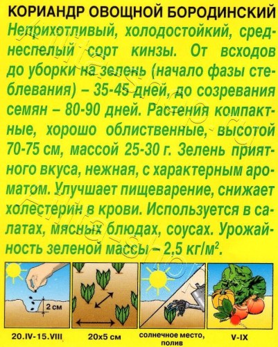 Кориандр Бородинский мет.п 3гр Аэлита