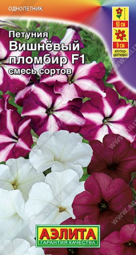 Петуния Вишнёвый Пломбир ампельная смесь окрасок F1 цв.п 7шт Аэлита
