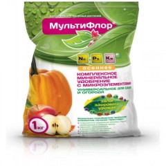 Комплексное минеральное удобрение с микроэлементами Мультифлор Осень 1кг Буйские удобрения