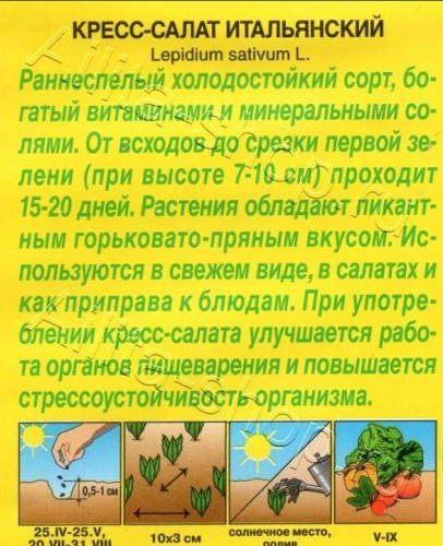 Кресс-салат Итальянский цв.п 1гр Аэлита