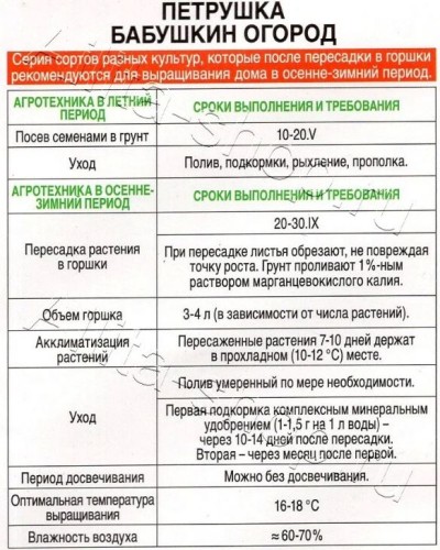 Петрушка листовая Бабушкин Огород цв.п 2гр Аэлита