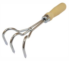 Рыхлитель 3-зубый огуречный с деревянной ручкой 3-5 цинк