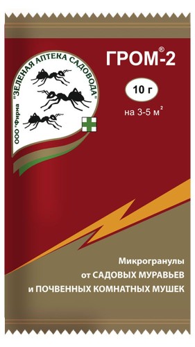 Гром-2 10 г от садовых муравьев и почвенных комнатных мушек Зелёная Аптека Садовода
