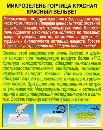 Микрозелень Горчица красная Красный Вельвет цв.п 5гр Аэлита