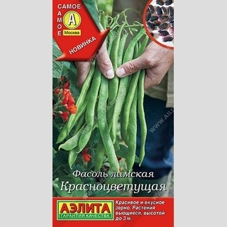 Фасоль Красноцветущая лимская вьющаяся цв.п 5гр Аэлита