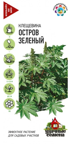 Клещевина Остров Зелёный цв.п 5шт Удачные Семена