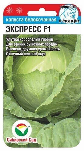 Капуста белокочанная Экспресс F1 цв.п 25шт Сибирский Сад