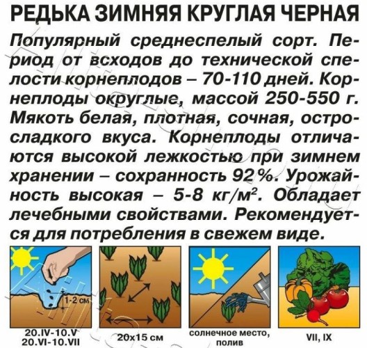 Редька Зимняя Чёрная мет.п 1гр Аэлита